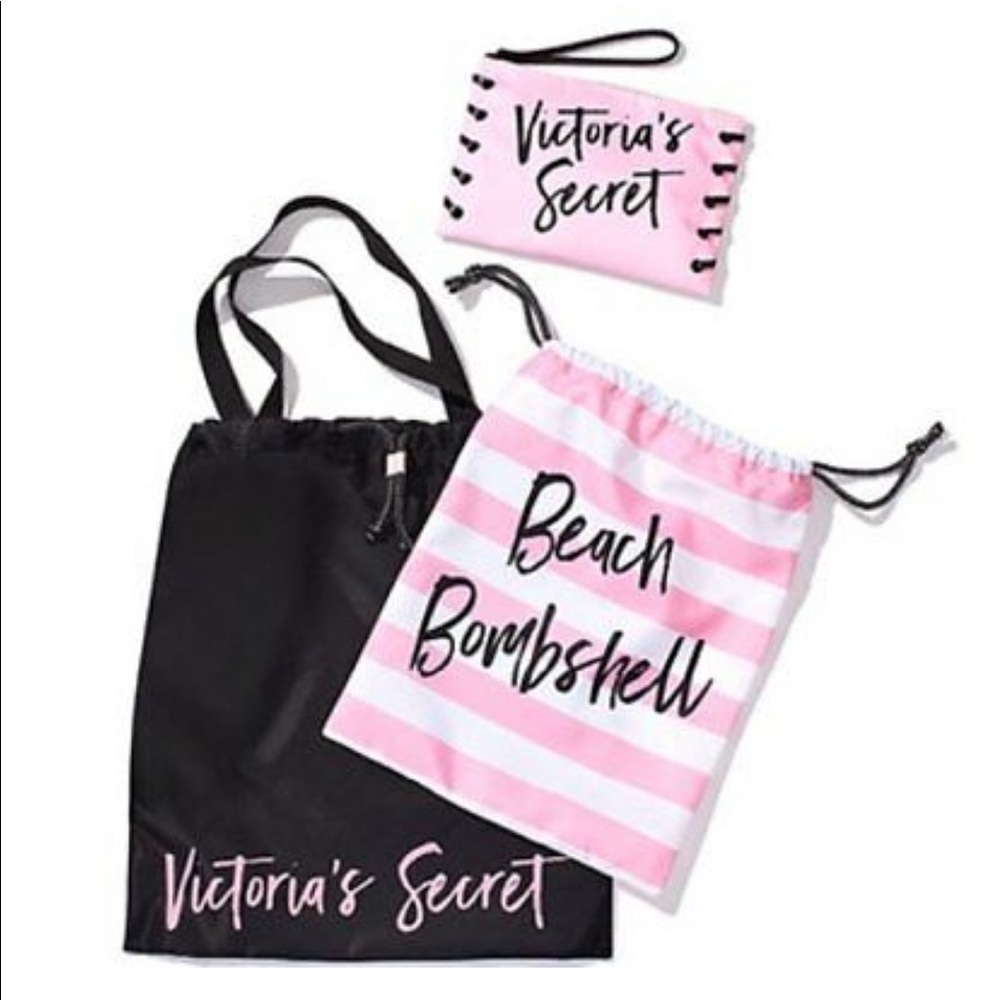 NWT! VS beach trio pouches